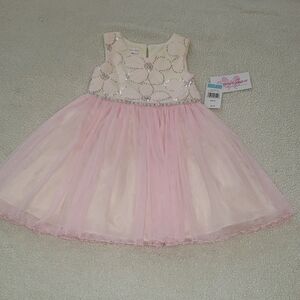 New Bonnie Jean Cream and Gold Sleeveless Sundress for Wedding Guest